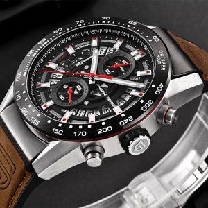 PAGANI DESIGN 2018 NEW Men skeleton quartz watch chronograph sports leather waterproof watch fashion Men clock