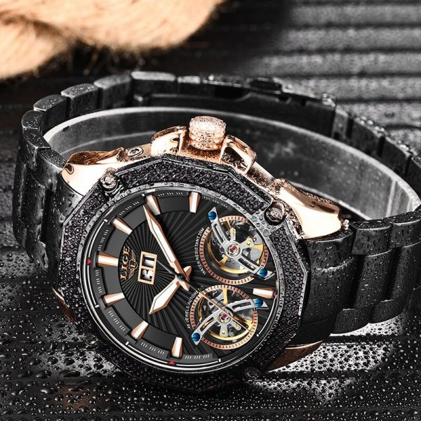 LIGE Fashion Automatic Mechanical Watches For Men 100m Waterproof Luxury Brand Mens Business Watch Male Clock 2